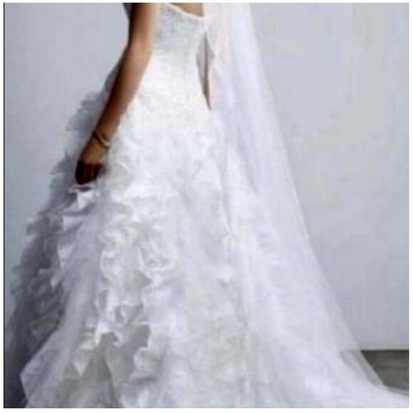 Monique Luo David's Bridal White Wedding Gown Size 8 CH515 - Picture 4 of 14